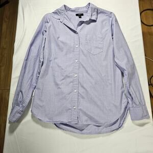 J.Crew Button Front Shirt Womens Size 8 Lavender Long Sleeve Cotton Classic